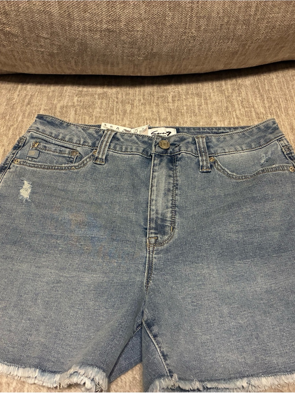 Seven7 Light Blue Distressed Denim Shorts